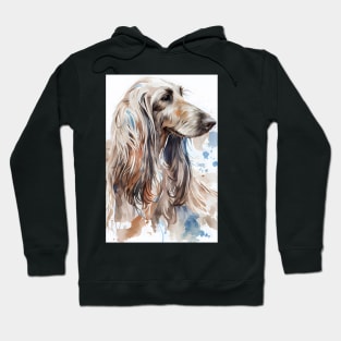 Watercolor Brown Afghan Hound  with Blue Accents Hoodie